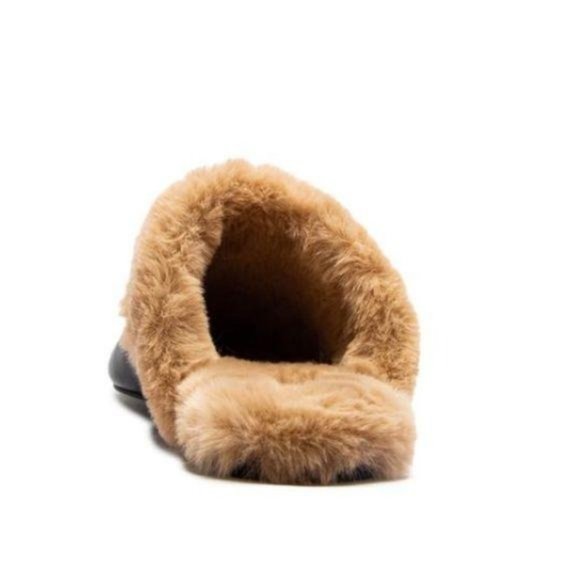 Faux Fur Lined Pointed Toe Mule in Black - Picture 3 of 6